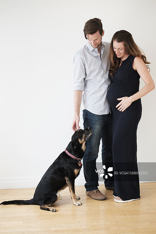 夫妇和狗的肖像图片素材