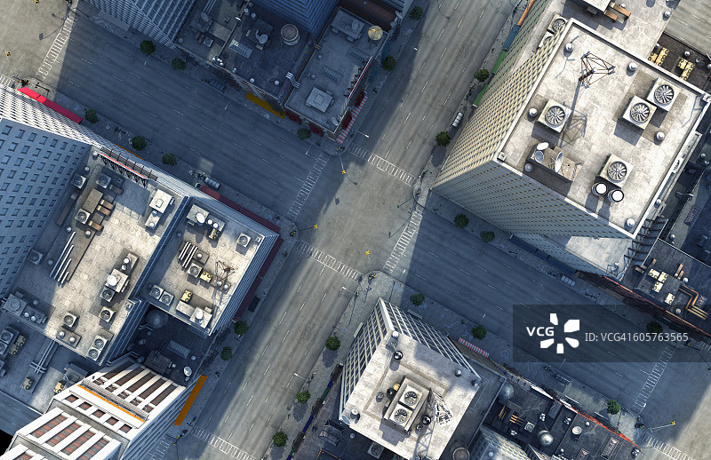 纽约市交叉口鸟瞰图，纽约，美国图片素材