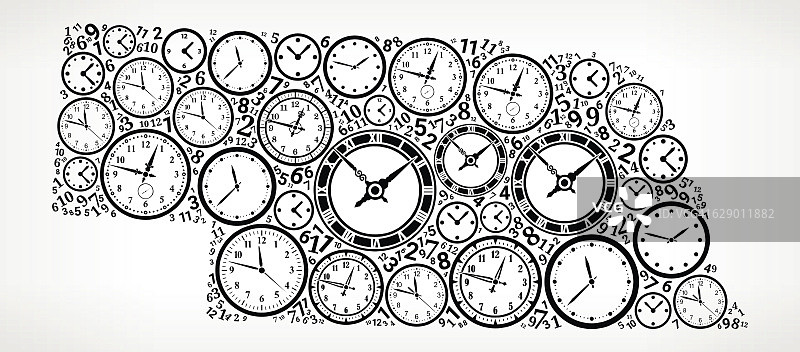 内布拉斯加州时间和时钟矢量图标模式图片素材