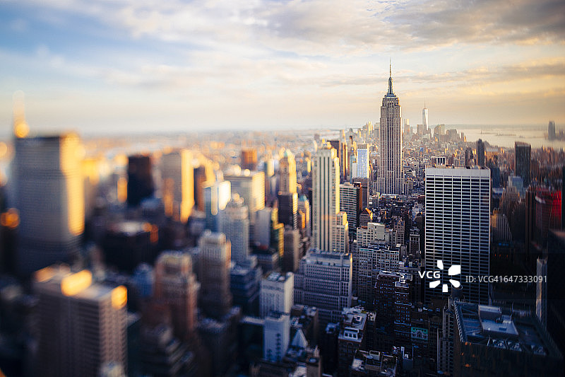 美国，纽约，曼哈顿日落俯瞰图片素材