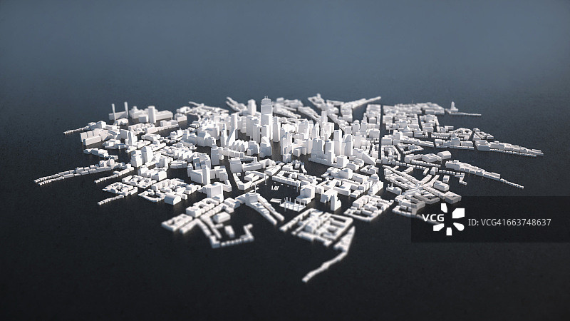 高角度的城市景观模型在灰色背景图片素材