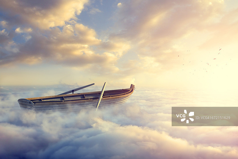 空划艇在云之上图片素材