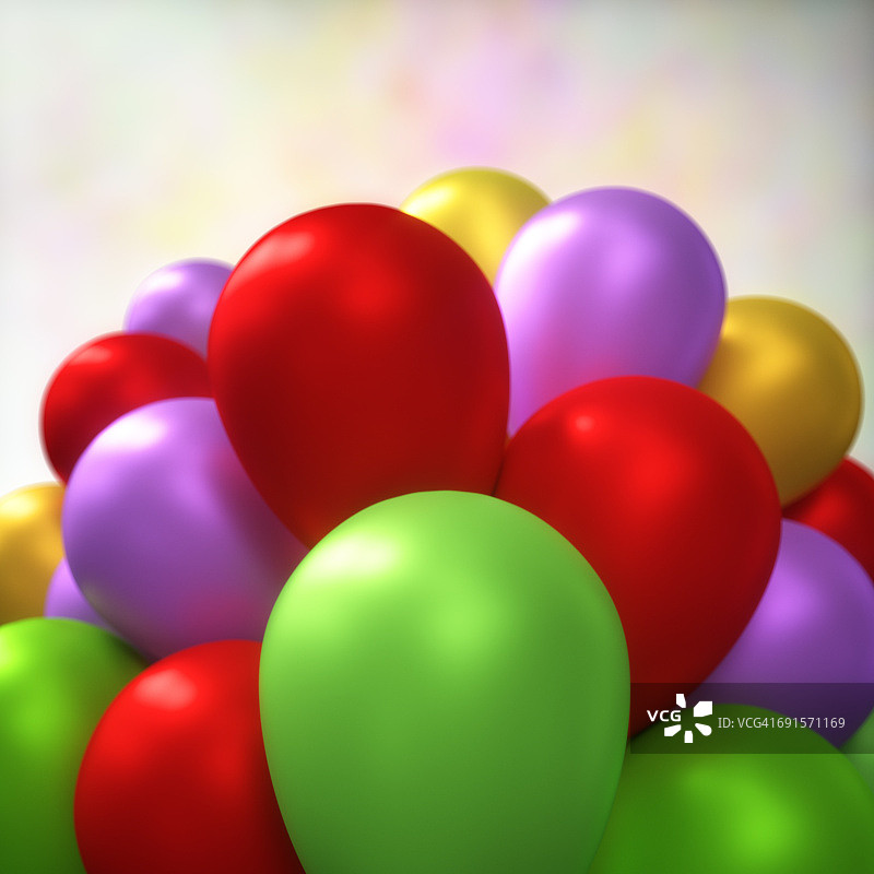 一堆彩色的气球。图片素材