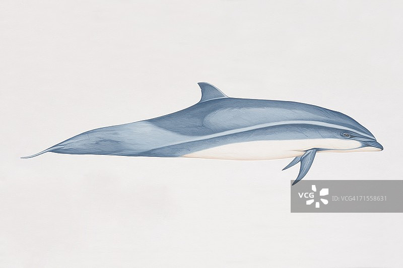 Lagenodelphis hosei，弗雷泽的海豚，侧视图。图片素材
