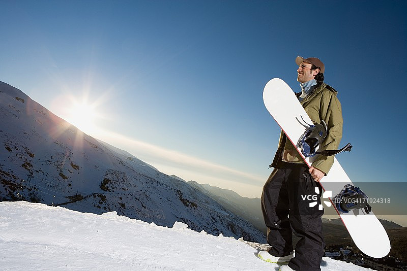滑雪在日落时分图片素材