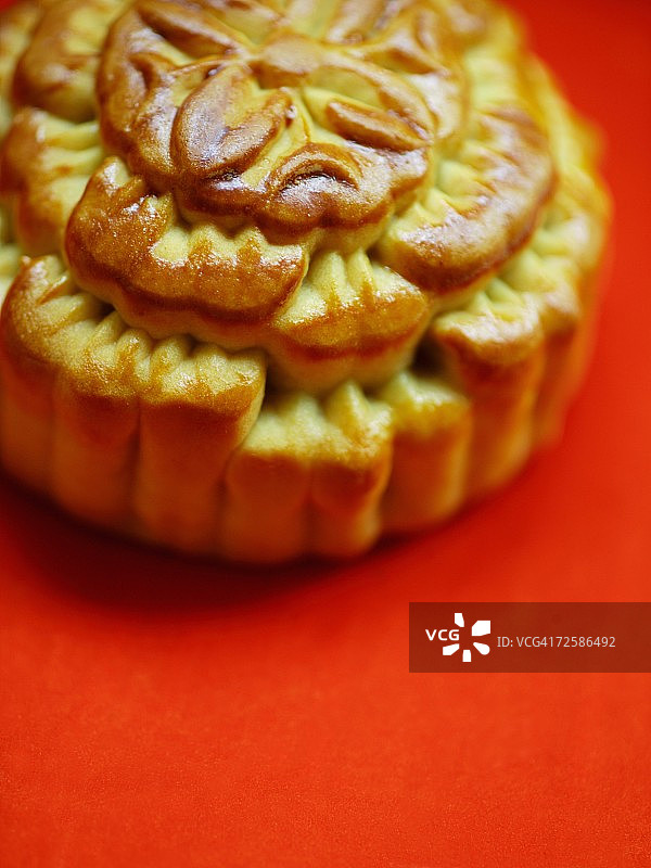 一个中国月饼的特写图片素材