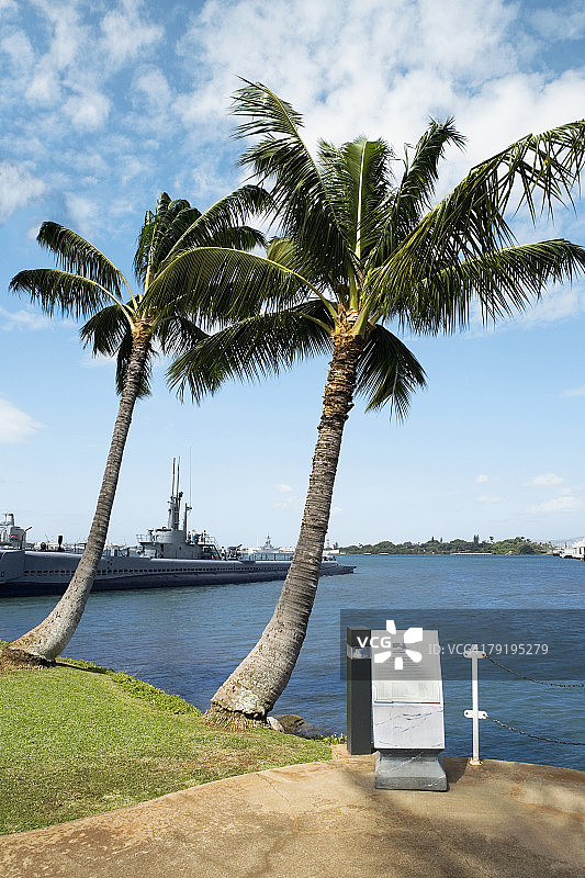 美国珍珠港、檀香山、瓦胡岛、夏威夷群岛的鲍芬号军舰图片素材