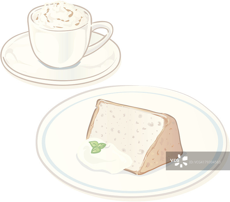 有奶油和咖啡的雪纺蛋糕图片素材