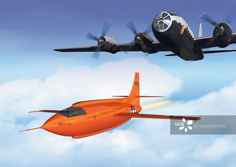 两架空军飞机，CG，插图，低角度视图图片素材