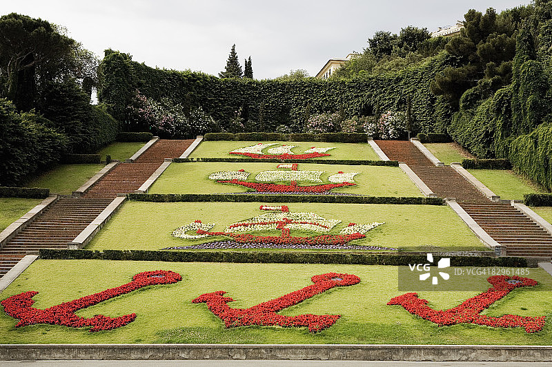 高角花园，Scalinata Delle Caravelle，维多利亚广场，热那亚，利古里亚，意大利图片素材