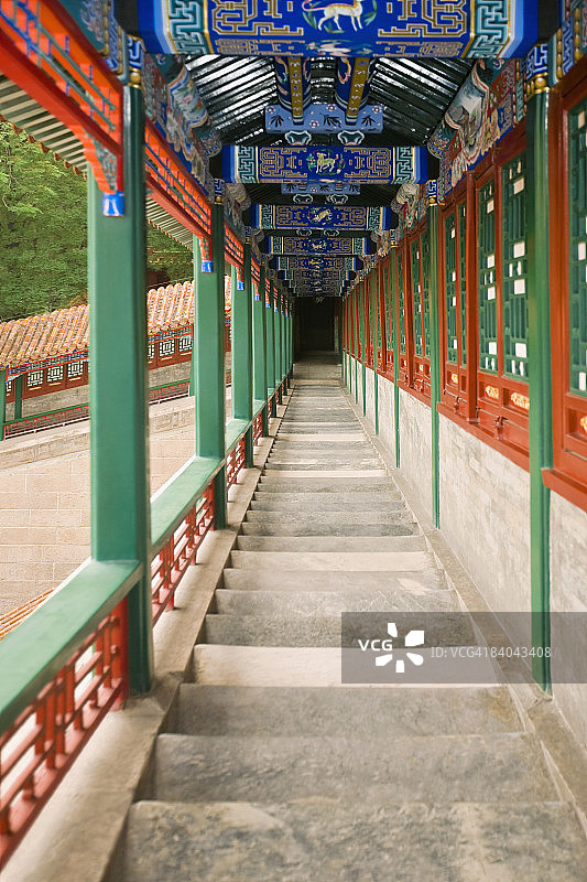 楼道，佛香塔，颐和园，北京，中国图片素材