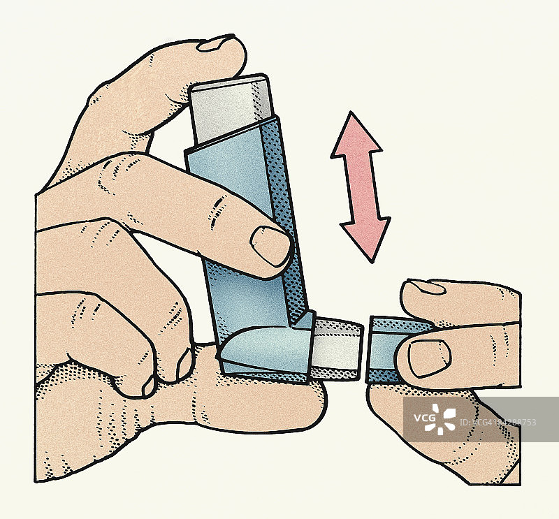 手持哮喘吸入器的插图图片素材