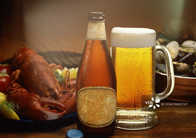 啤酒和龙虾图片素材