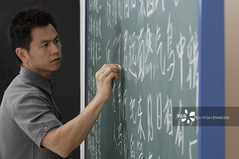 他在黑板上写汉字图片素材