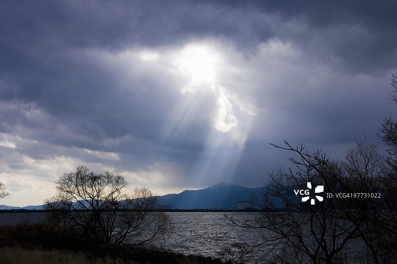 日本琵琶湖。日本志贺县森山图片素材