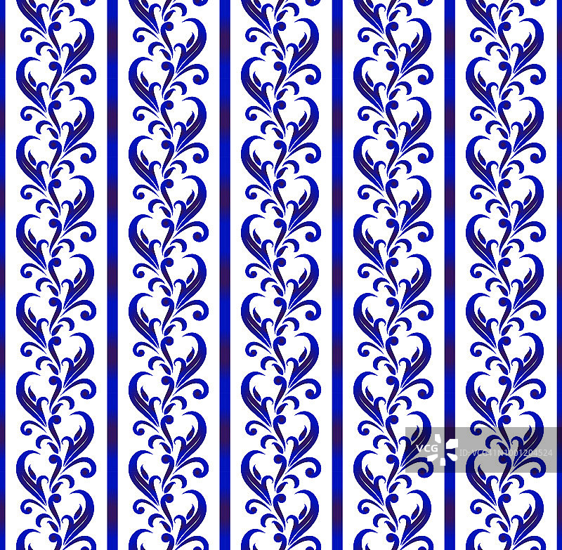 蓝白相间的花卉图案图片素材