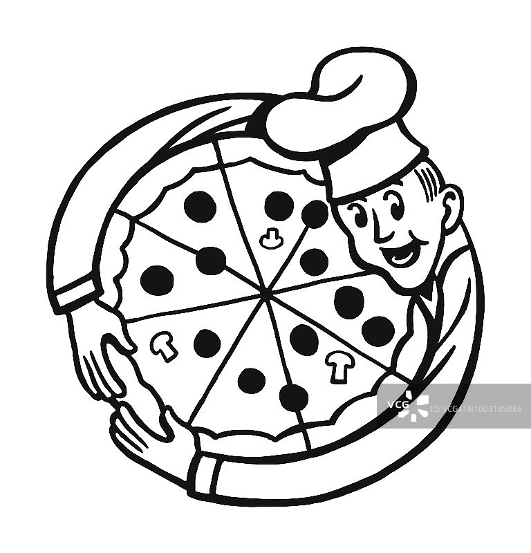怀抱披萨的厨师图片素材
