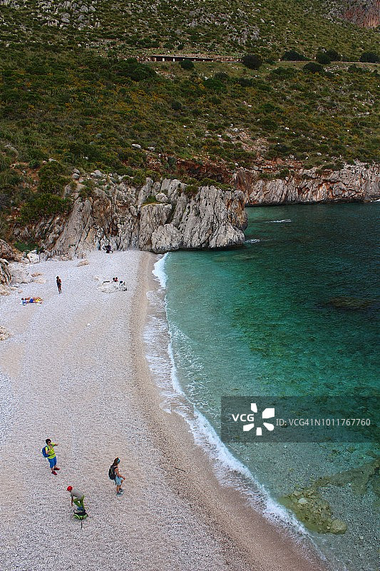 在Riserva naturale dello Zingaro海滩。西西里、意大利图片素材