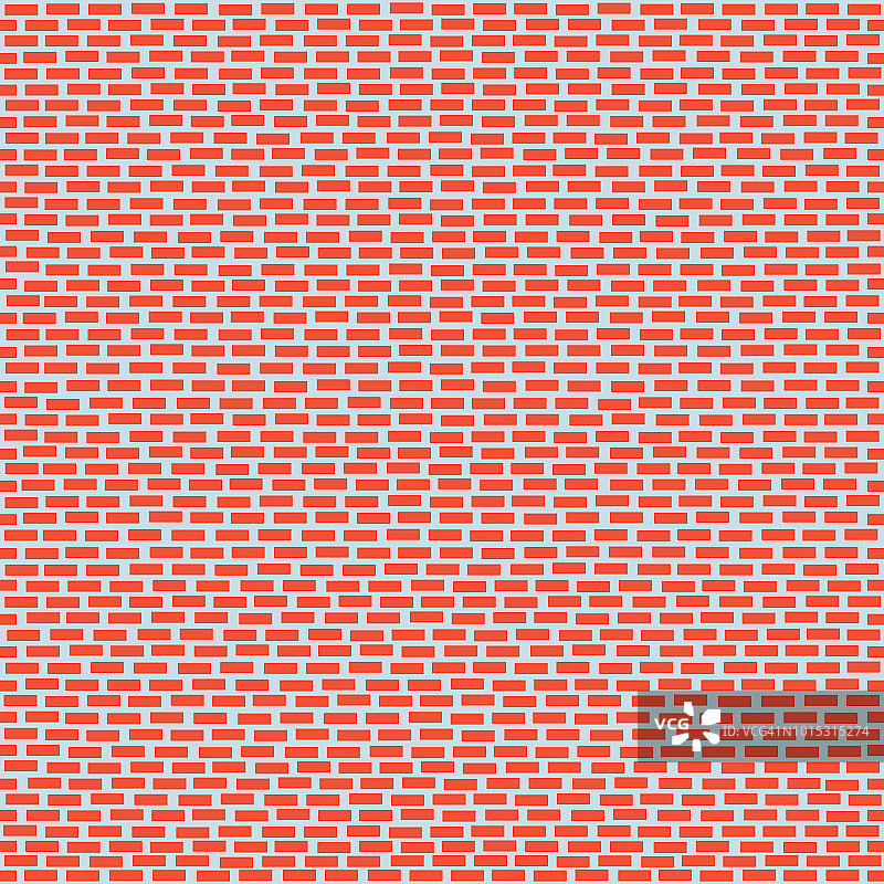 无缝红砖墙图案为背景。室内红色垃圾砖墙背景。垃圾橙色砖墙矢量插图平面风格设计。图片素材