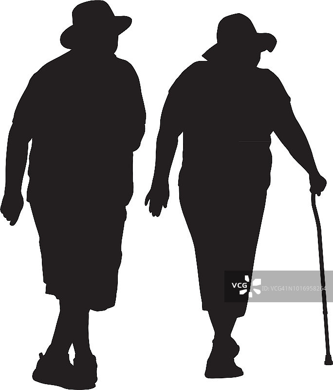 退休老两口一起散步图片素材