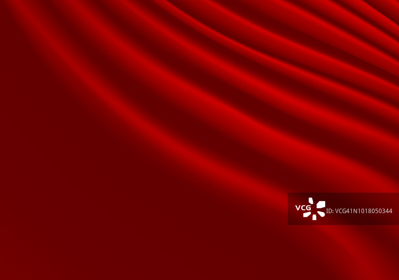 抽象红色织物波浪曲线与空白空间豪华背景矢量插图。图片素材