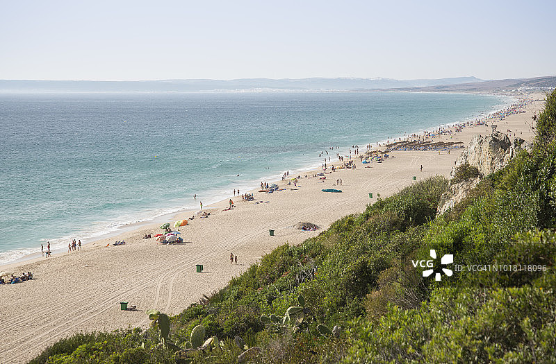 高角度的萨哈拉de los Atunes海滩，加的斯，西班牙图片素材
