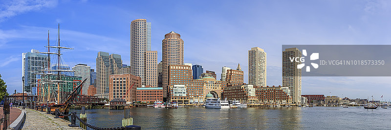 波士顿城市天际线和水边图片素材