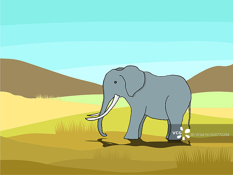 大象在丛林矢量插图图片素材
