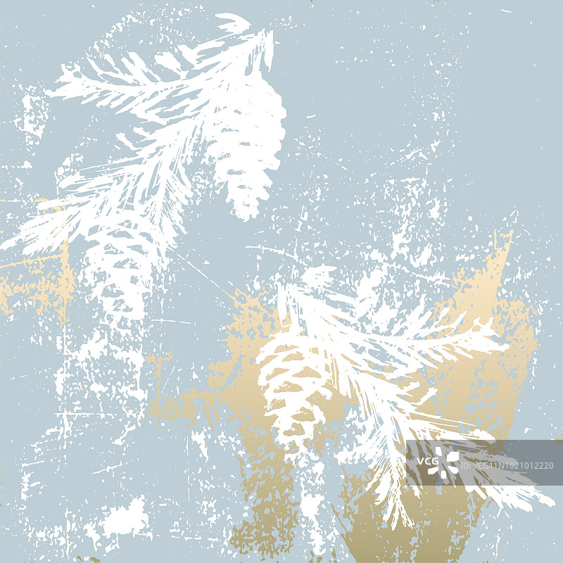 别致的冬季粉彩金印松枝植物设计图片素材