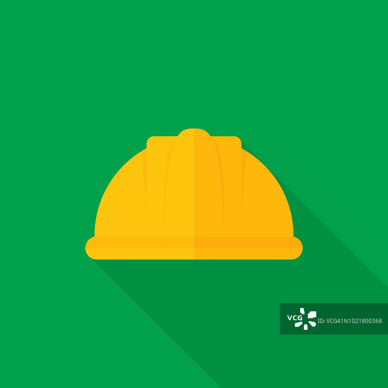 安全帽图标为绿色背景上的长阴影，设计风格扁平图片素材