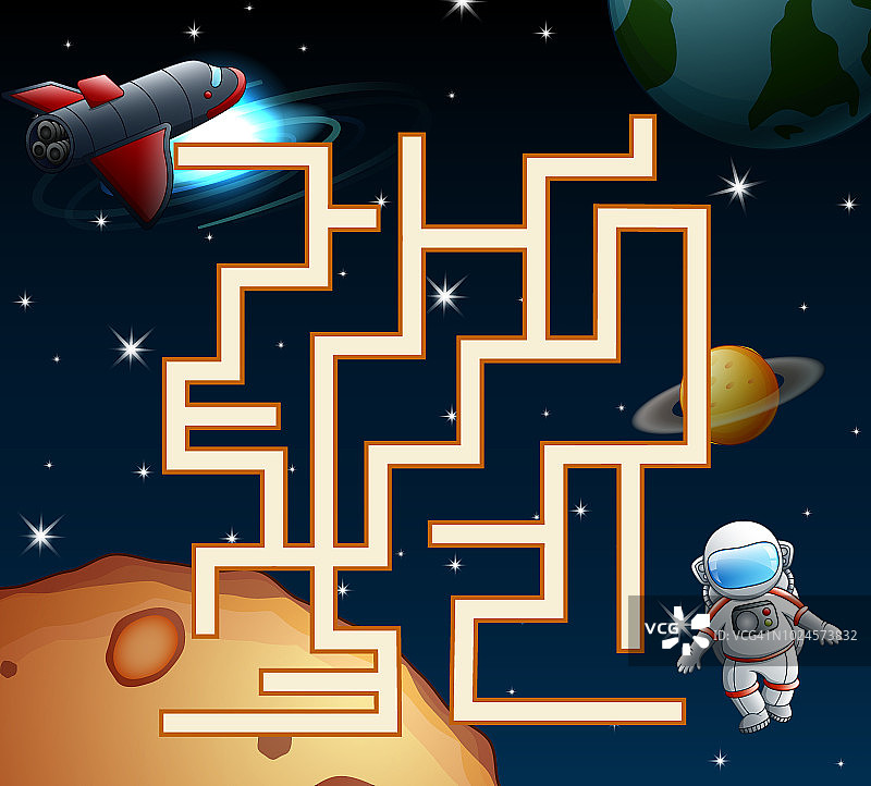 游戏宇航员迷宫找到他们的方式到宇宙飞船图片素材