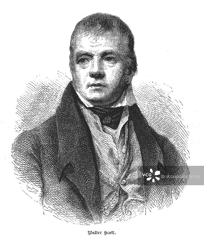 沃尔特·司各特爵士(1771年8月15日- 1832年9月21日)，苏格兰历史小说家、剧作家、诗人、历史学家图片素材
