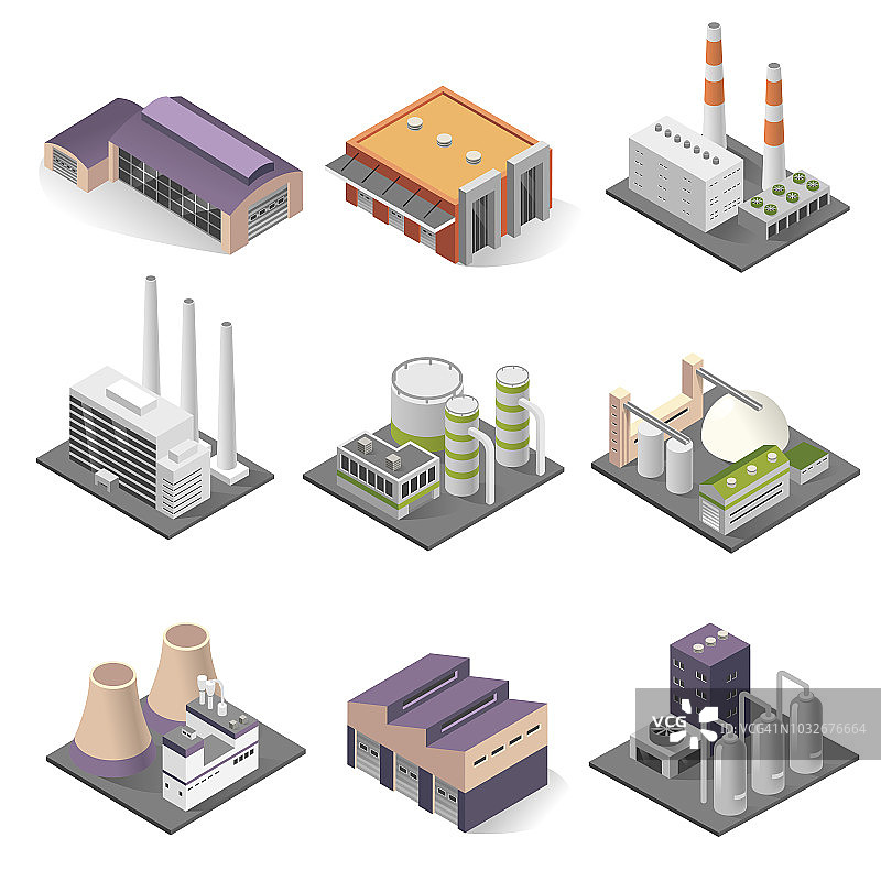 工业建筑和工厂建筑的计量集图片素材