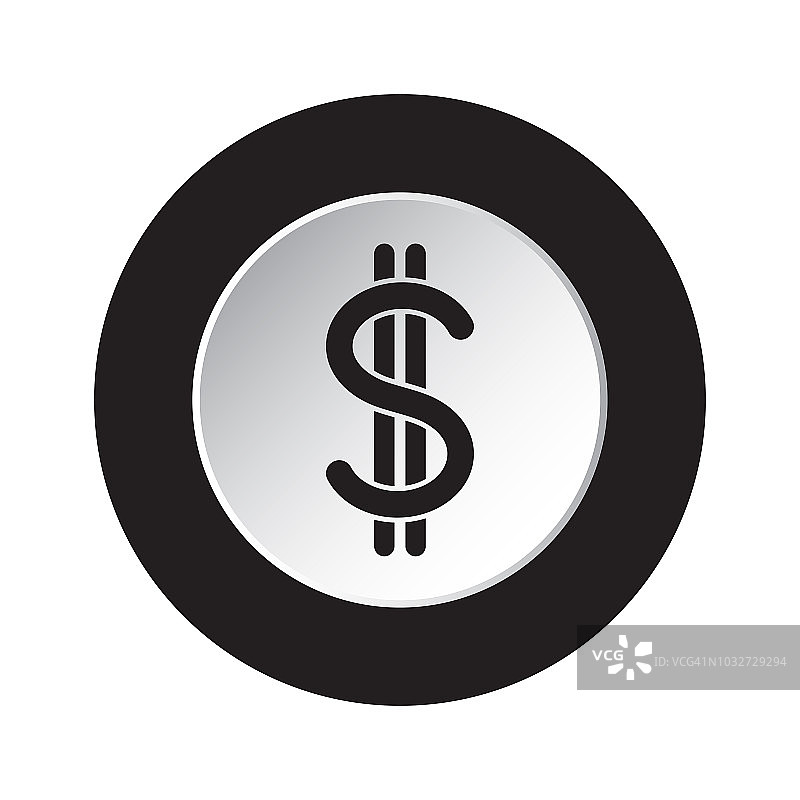 圆形黑色，白色图标-美元货币符号图片素材