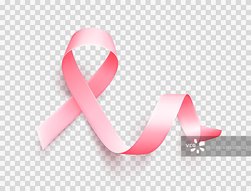 现实的粉红丝带。10月为乳腺癌宣传月。图片素材