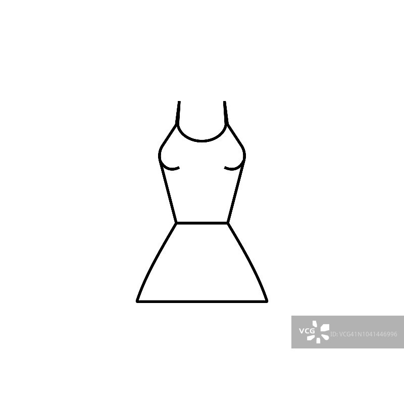 衣服，裙子女人的衣服图标。移动概念和web应用的服装图标元素。细线装，裙子女人衣服的图标可以用于网络和手机图片素材