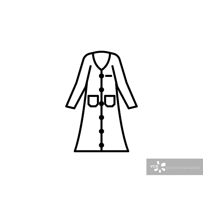 外套衣服女人穿着图标。移动概念和web应用的服装图标元素。薄线外套衣服女人服装图标可以用于网络和移动图片素材