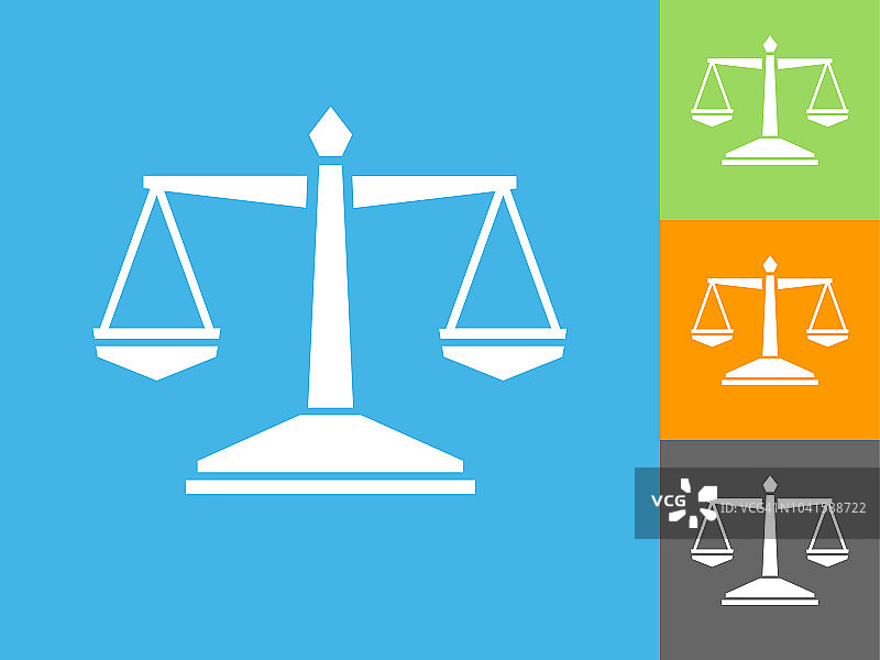 公正平衡平面图标在蓝色背景图片素材