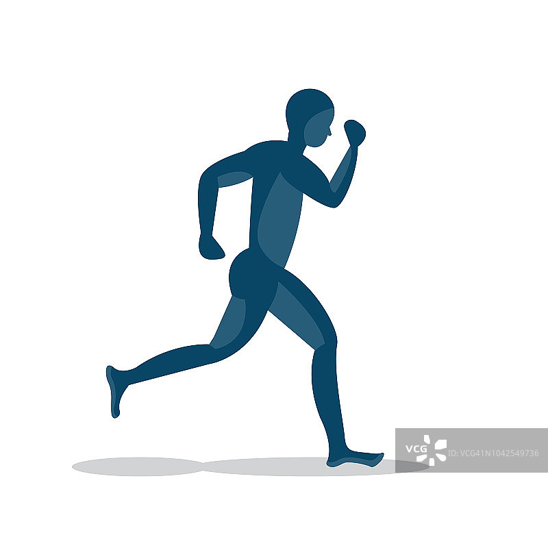 蓝人跑步图标设计，跑步者，慢跑，健康，快乐，运动员，跑步，跑步。插画图片素材