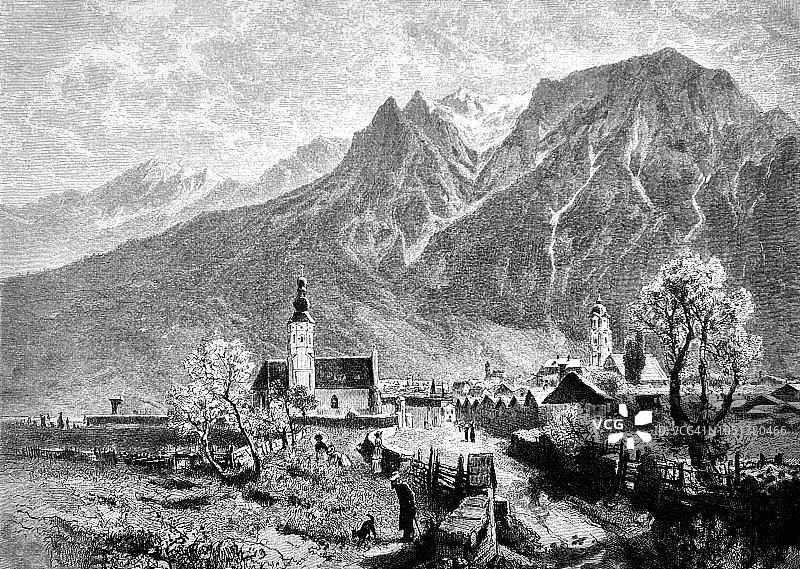 阿尔卑斯村- 1888图片素材