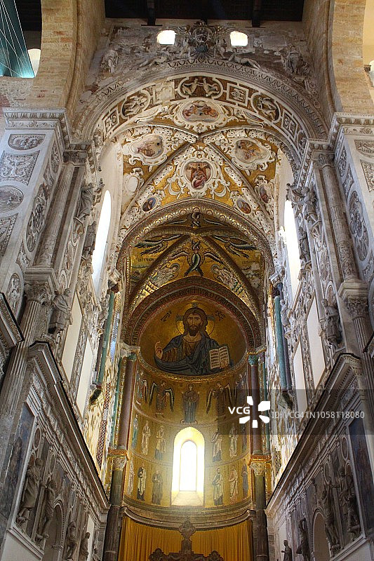 Cefalù大教堂内部。意大利西西里岛。图片素材