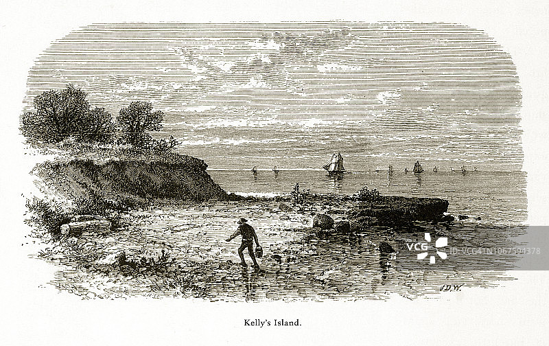 美国俄亥俄州凯利岛，美国维多利亚版画，1872年图片素材