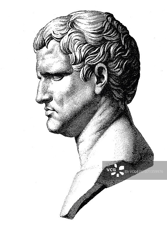 罗马政治家和将军马库斯·阿格里帕的半身像图片素材