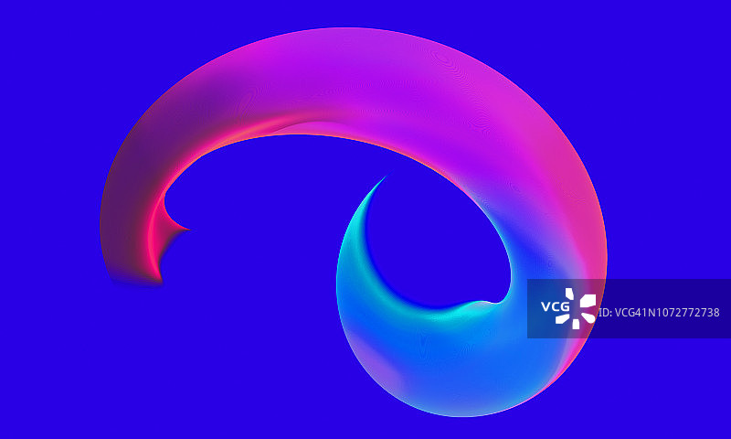 抽象的霓虹波，在蓝色背景上图片素材