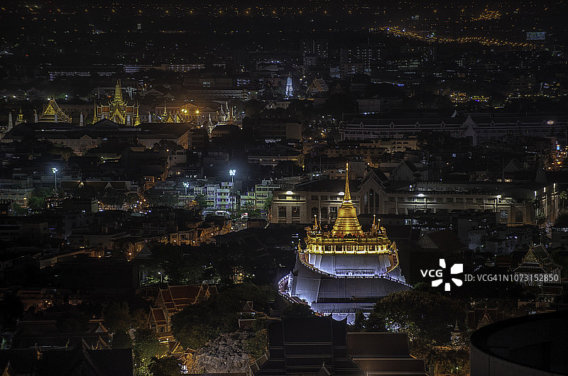 金山景色，Wat Sraket Rajavaravihara是泰国著名的地标。图片素材
