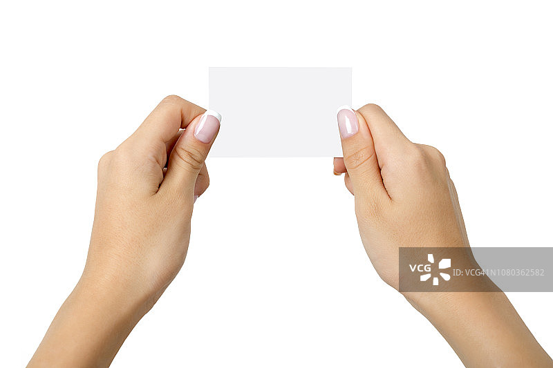 女性手里拿着白色的牌图片素材