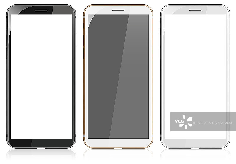 白色，金色和黑色现代智能手机图片素材