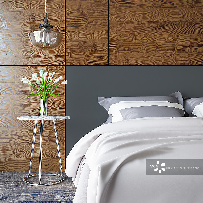 现代卧室与木面板图片素材