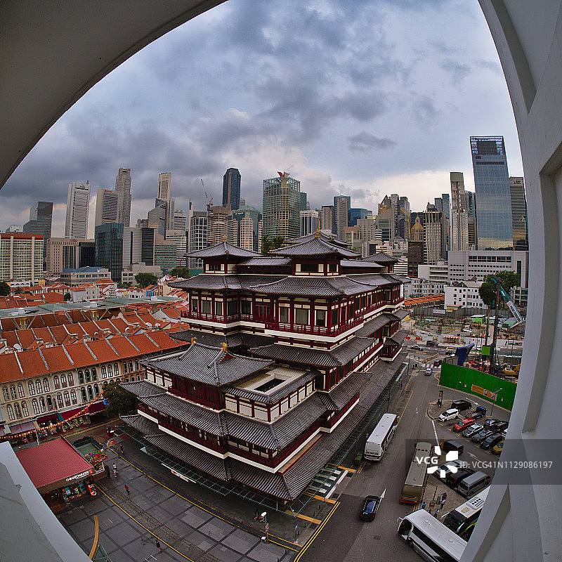阴天的新加坡佛牙寺图片素材