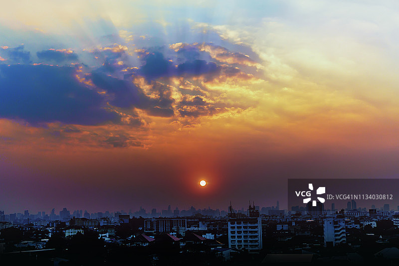 曼谷市日落，泰国图片素材